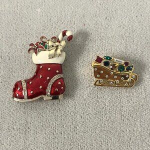 Set of Monet Holiday Christmas Brooches